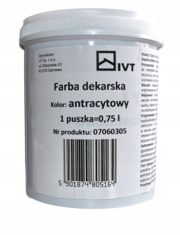 Zdjęcie Farba dekarska IVT 07060305 antracytowa 0,75 l