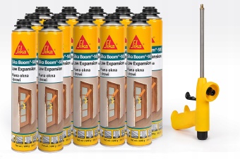 Zdjęcie Zestaw 12 szt + pistolet, SikaBoom-583 LOW EXPANSION 750 ml piana montażowa